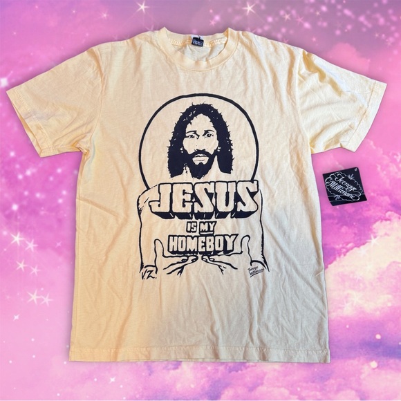 Teenage Millionaire Other - Graphic 'Jesus Is My Homeboy' Short Sleeve T-Shirt - Cream